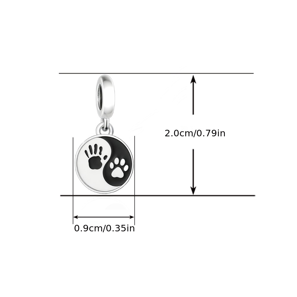 Creative Design Tai Chi Paw Print Pendant, 925 Sterling Silver